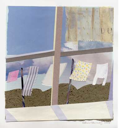 Art by Robin Hannay - Window with Clothesline (Collage)