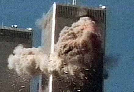 WTC 1, North Tower-Jet Fuel Firebal at Moment of AA11 Plane Impact l-Jules + Gedeon Naudet.jpg