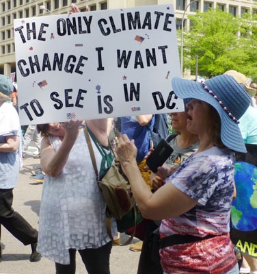 Climate March WashingtonDC Sign-The Only Climate To Change Is Washingtons Political One