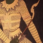 Hand drawn gold figure, Grand Palace, Bangkok.