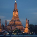 Wat Arun at night across the Chao Phraya River