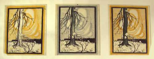 Jacob Morris Field (b. 1895) Three Trees, 1920. Woodcut.