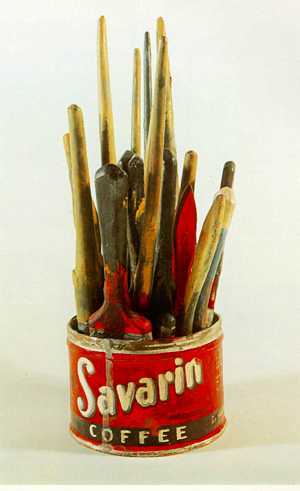 Jasper Johns - Savarin Coffee Can w/Paintbrushes - Painted bronze, 1960
