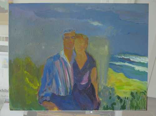 Florence Nelson -Paintings - Couple snuggling 18x24 in