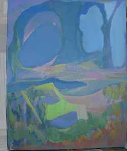 Florence Nelson -Paintings - Blue tree valley 20x16in