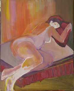 Florence Nelson - Paintings - Lady Dozing - Mauve -16x20-