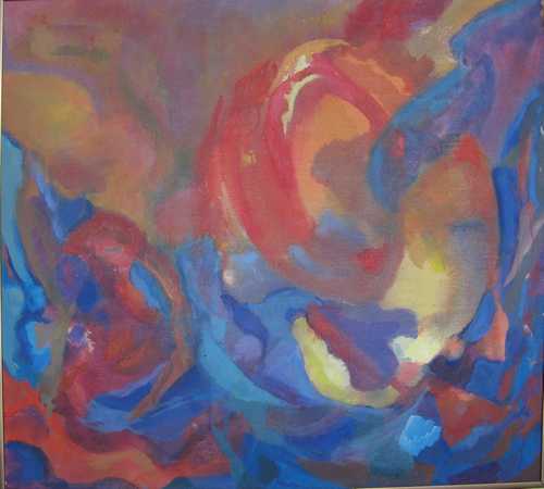 Florence Nelson paintings - Swirl Red + Blue --23x27 in