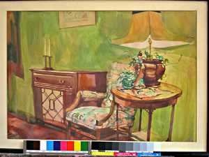 Harry Nelson- 10-InteriorEndTableLampChairSideboard19x13.5in - watercolor-unsigned