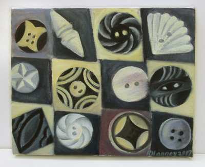 Art by Robin Hannay - paintings - Button Collection - Black & White, 20007
