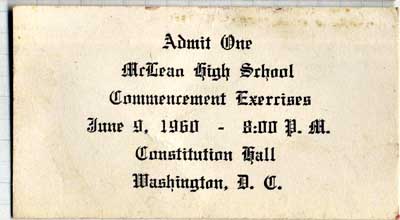 Commencement Ticket, DAR, 1960.