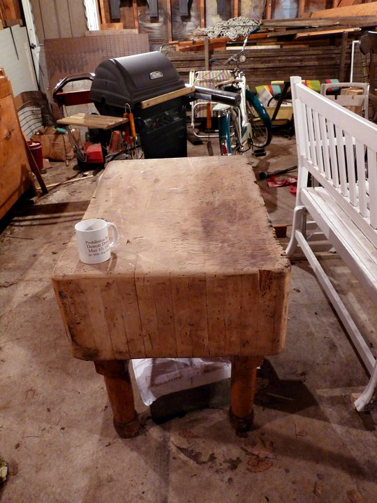 Old rectangular maple butcher block, early 1900s