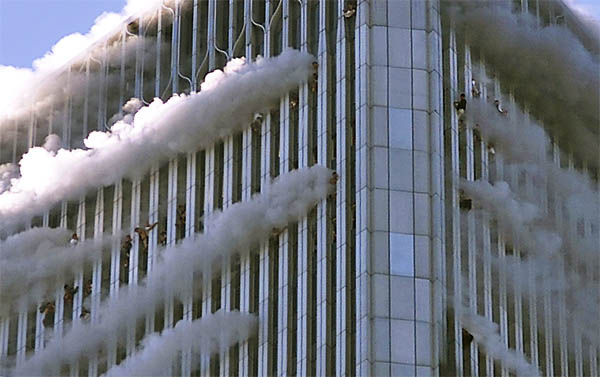 911 New York Some of 1344 people trapped in WTC North Tower crowd at the windows