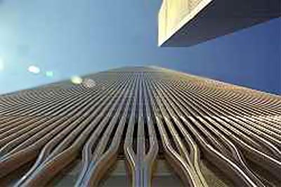 The original WTC towers, looking straight up