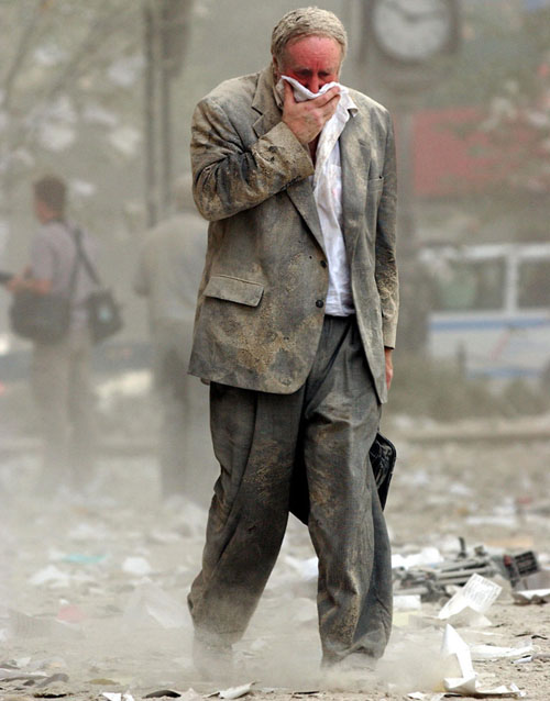 911 New York: The Ash Man (Stan Hine) makes his way home from the World Trade Center North Tower