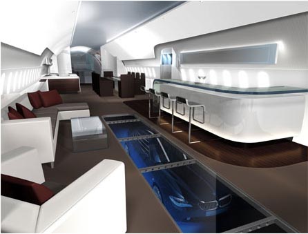 Cororate Jet interior - 787 bar and lounge area.