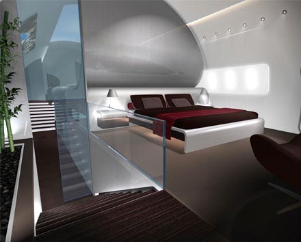Corporate jet interior.  Sleeping area, 787.