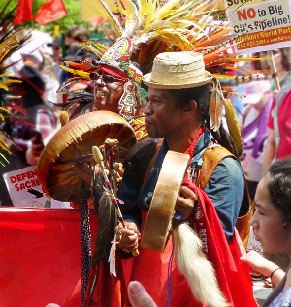 Native American water protectors in the 2017 WashDC Climate March