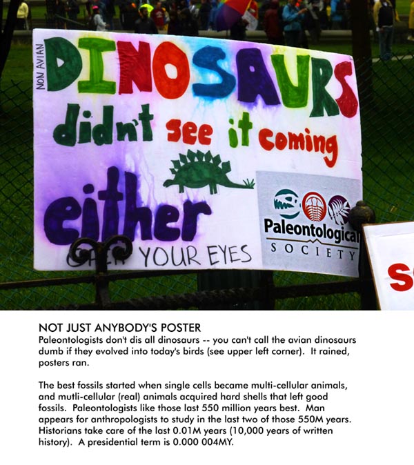 March for Science: The Dinosaurs Didn't See it Coming, they were not stupid.  On the other hand . . .